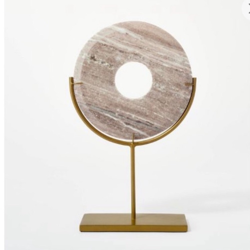 Marble Disc Decorative Object - gold metal base‎ shelf decoration MCM elegant